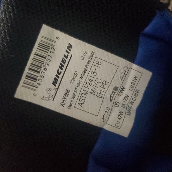 Mens Michelin HydroEdge Steel Toe Safety Waterproof Black Work Boot Sz 13W - Picture 10 of 10